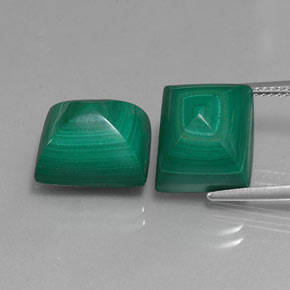 Malachite naturale verde da  ct, baguette, opaco
