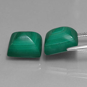 Malachite naturale verde da  ct, baguette, opaco