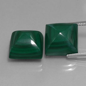 Malachite naturale verde da  ct, quadrato, opaco