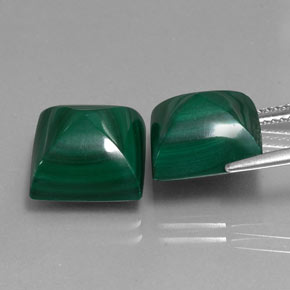 Malachite naturale verde da  ct, quadrato, opaco