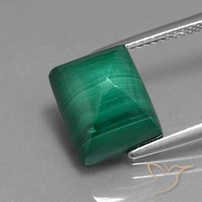 Malachite naturale verde da 9,78 ct, baguette, opaco