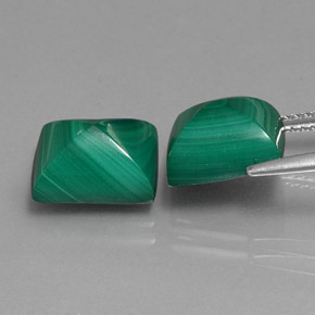 Malachite naturale verde da  ct, baguette, opaco