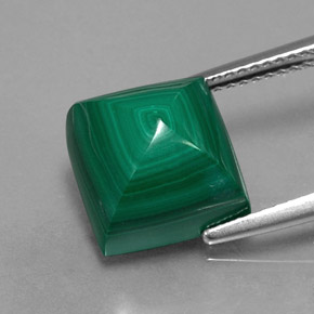 Malachite naturale verde da 9,86 ct, quadrato, opaco