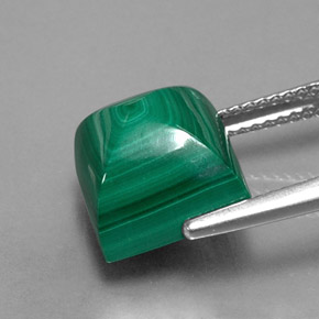 Malachite naturale verde da 9,86 ct, quadrato, opaco
