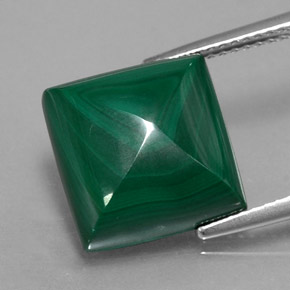 Malachite naturale verde da 12,37 ct, quadrato, opaco