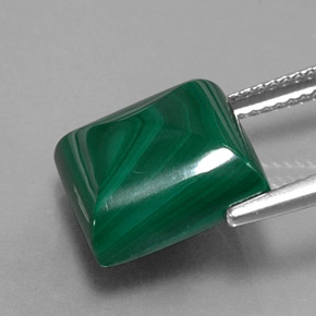 Malachite naturale verde da 12,37 ct, quadrato, opaco