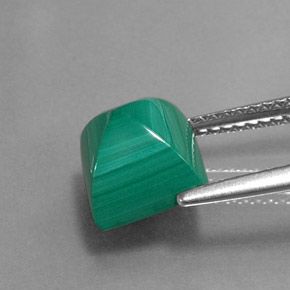 Malachite naturale verde da 4,51 ct, quadrato, opaco