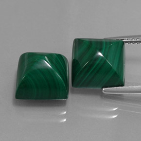 Malachite naturale verde da  ct, quadrato, opaco