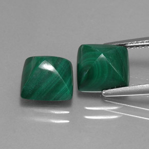 Malachite naturale verde da  ct, quadrato, opaco