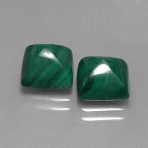 Malachite naturale verde da  ct, quadrato, opaco