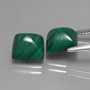 Malachite naturale verde da  ct, quadrato, opaco