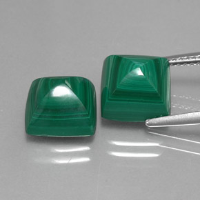 Malachite naturale verde da  ct, quadrato, opaco