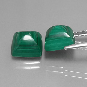 Malachite naturale verde da  ct, quadrato, opaco