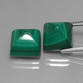 Malachite naturale verde da  ct, quadrato, opaco
