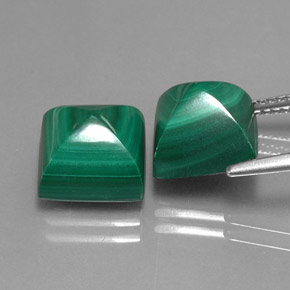 Malachite naturale verde da  ct, quadrato, opaco