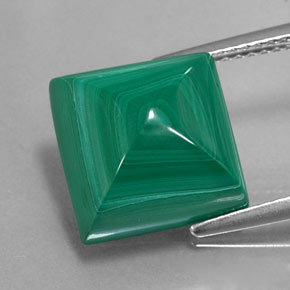 Malachite naturale verde da 11,21 ct, quadrato, opaco