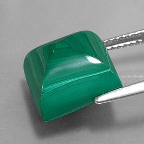 Malachite naturale verde da 11,21 ct, quadrato, opaco