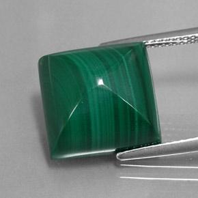 Malachite naturale verde da 15,43 ct, quadrato, opaco