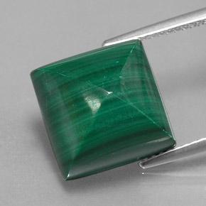 Malachite naturale verde da 15,78 ct, quadrato, opaco