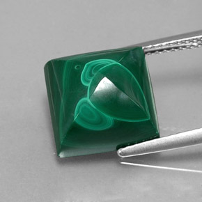 Malachite naturale verde da 11,07 ct, quadrato, opaco