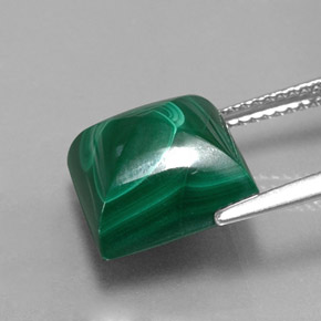 Malachite naturale verde da 11,07 ct, quadrato, opaco