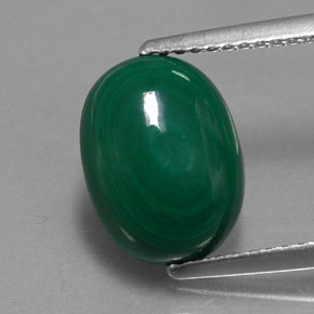 Malachite naturale verde da 4,40 ct, taglio ovale, opaco
