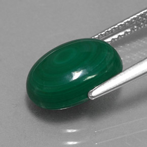 Malachite naturale verde da 4,40 ct, taglio ovale, opaco