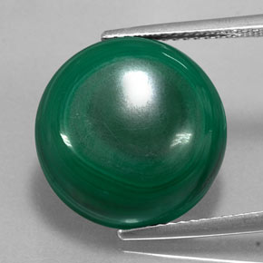 Malachite naturale verde da 16,58 ct, taglio rotondo, opaco