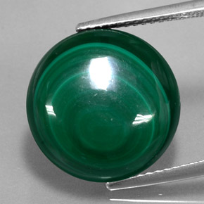 Malachite naturale verde da 15,28 ct, taglio rotondo, opaco
