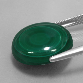 Malachite naturale verde da 15,28 ct, taglio rotondo, opaco