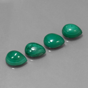 Malachite naturale verde da  ct, taglio a pera, opaco