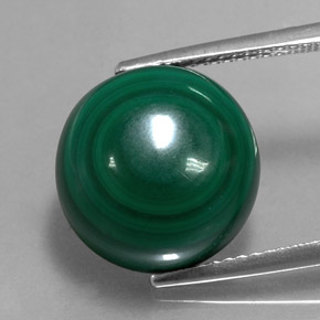 Malachite naturale verde da 15,62 ct, taglio rotondo, opaco