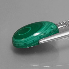 Malachite naturale verde da 6,72 ct, taglio ovale, opaco