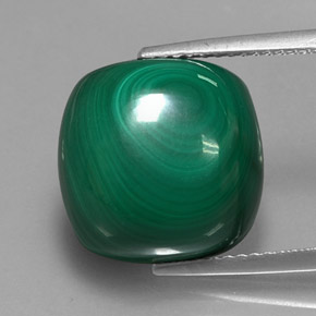 Malachite naturale verde da 15,20 ct, taglio a cuscino, opaco