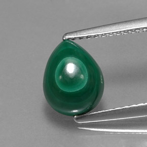 Malachite naturale verde da 3,08 ct, taglio a pera, opaco