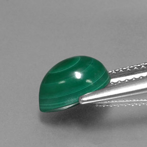 Malachite naturale verde da 3,08 ct, taglio a pera, opaco
