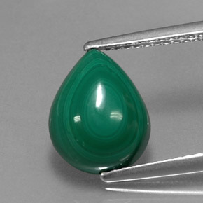 Malachite naturale verde da 4,09 ct, taglio a pera, opaco