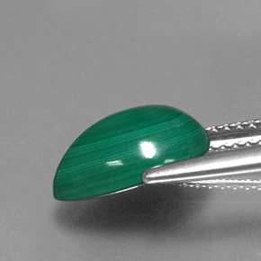 Malachite naturale verde da 4,09 ct, taglio a pera, opaco