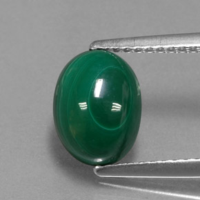 Malachite naturale verde da 3,17 ct, taglio ovale, opaco