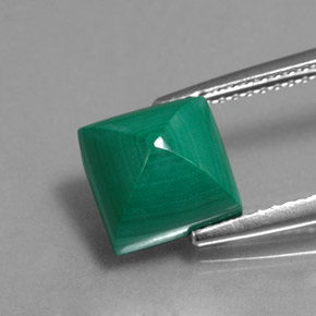 Malachite naturale verde da 4,15 ct, quadrato, opaco