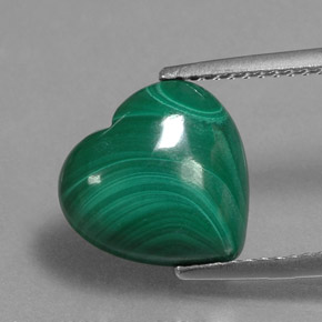 Malachite naturale verde da 5,72 ct, a forma di cuore, opaco