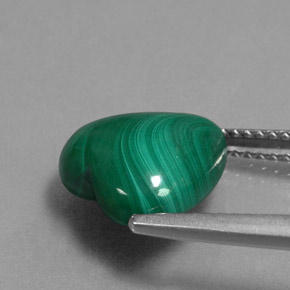 Malachite naturale verde da 5,72 ct, a forma di cuore, opaco