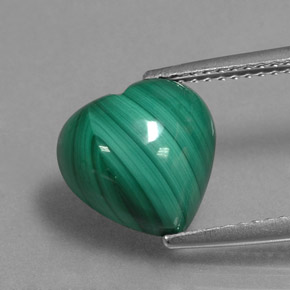 Malachite naturale verde da 5,81 ct, a forma di cuore, opaco