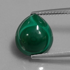 Malachite naturale verde da 8,20 ct, taglio a pera, opaco