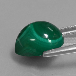 Malachite naturale verde da 8,20 ct, taglio a pera, opaco