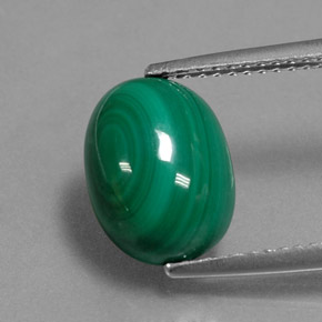 Malachite naturale verde da 4,97 ct, taglio ovale, opaco