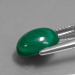 Malachite naturale verde da 4,97 ct, taglio ovale, opaco