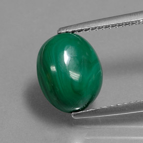 Malachite naturale verde da 4,25 ct, taglio ovale, opaco