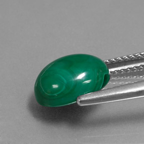 Malachite naturale verde da 4,25 ct, taglio ovale, opaco