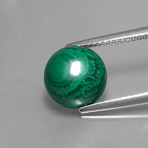 Malachite naturale verde da 5,27 ct, taglio rotondo, opaco